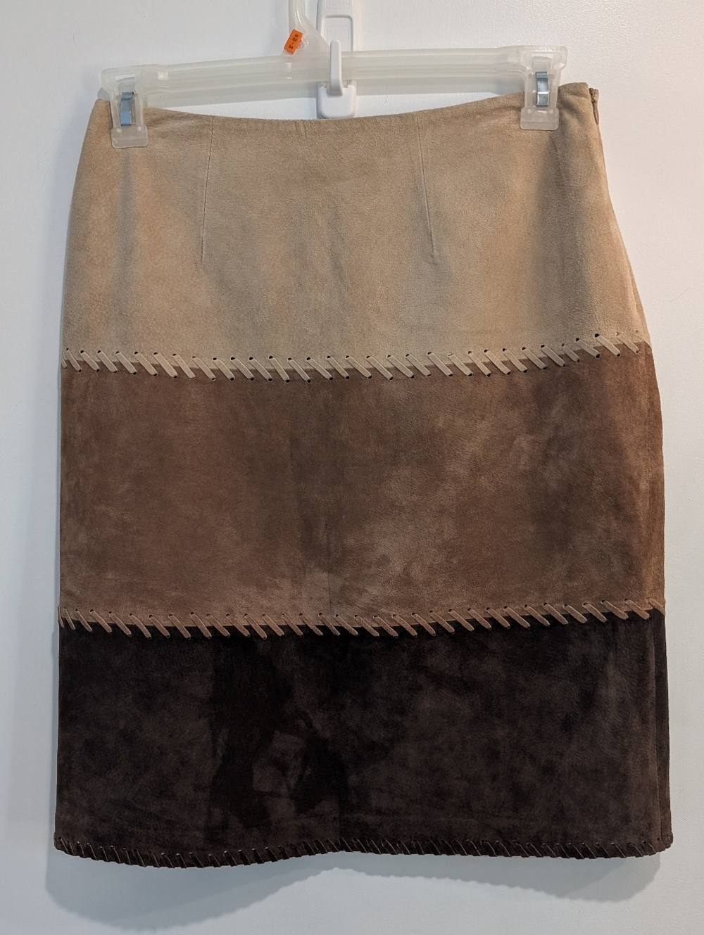 Madison Studio Skirt Pig Suede Leather Colorblock Western Boho A Line Size 10